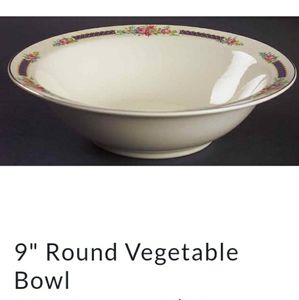 Hall Round Vegetable Bowl Blue Bouquet Platinum